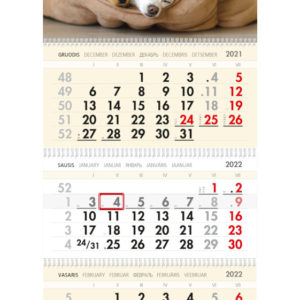 Trijų dalių sieninis kalendorius ŠUNIUKAI
