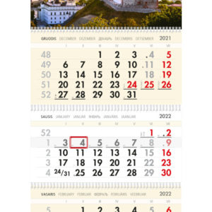 Trijų dalių sieninis kalendorius VILNIUS