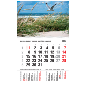 Kalendorius su paplūdimio vaizdu