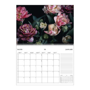 Vienos dalies kalendorius su gėlėmis